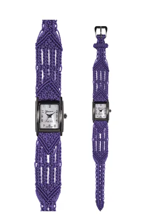 106 Purple - Wide with Art Deco Silver Tank Style Watch