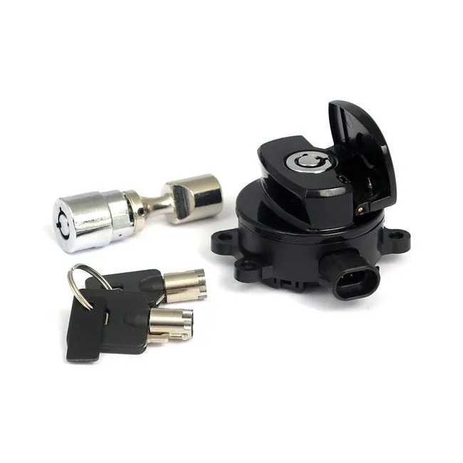 11-up ignition switch, side hinge type. Black - 11-15 FXST; 11-17 FLST/C/F/N, FLS/S (NU)