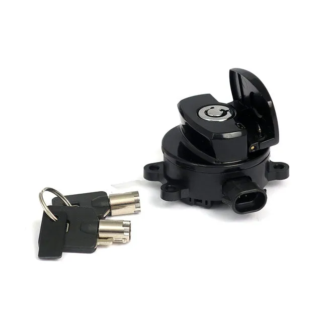 11-up ignition switch, side hinge type. Black - 11-15(NU)FXST; 11-17(NU)FLST/C/F/N, FLS/S; 14-22(NU)FLHR/C; 17-23 FLHRXS; 13-17(NU)FXDWG, FXDB; 15-23 FLRT Freewheeler