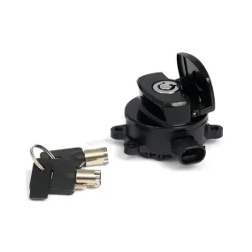 11-up ignition switch, side hinge type. Black - 11-15(NU)FXST; 11-17(NU)FLST/C/F/N, FLS/S; 14-22(NU)FLHR/C; 17-23 FLHRXS; 13-17(NU)FXDWG, FXDB; 15-23 FLRT Freewheeler