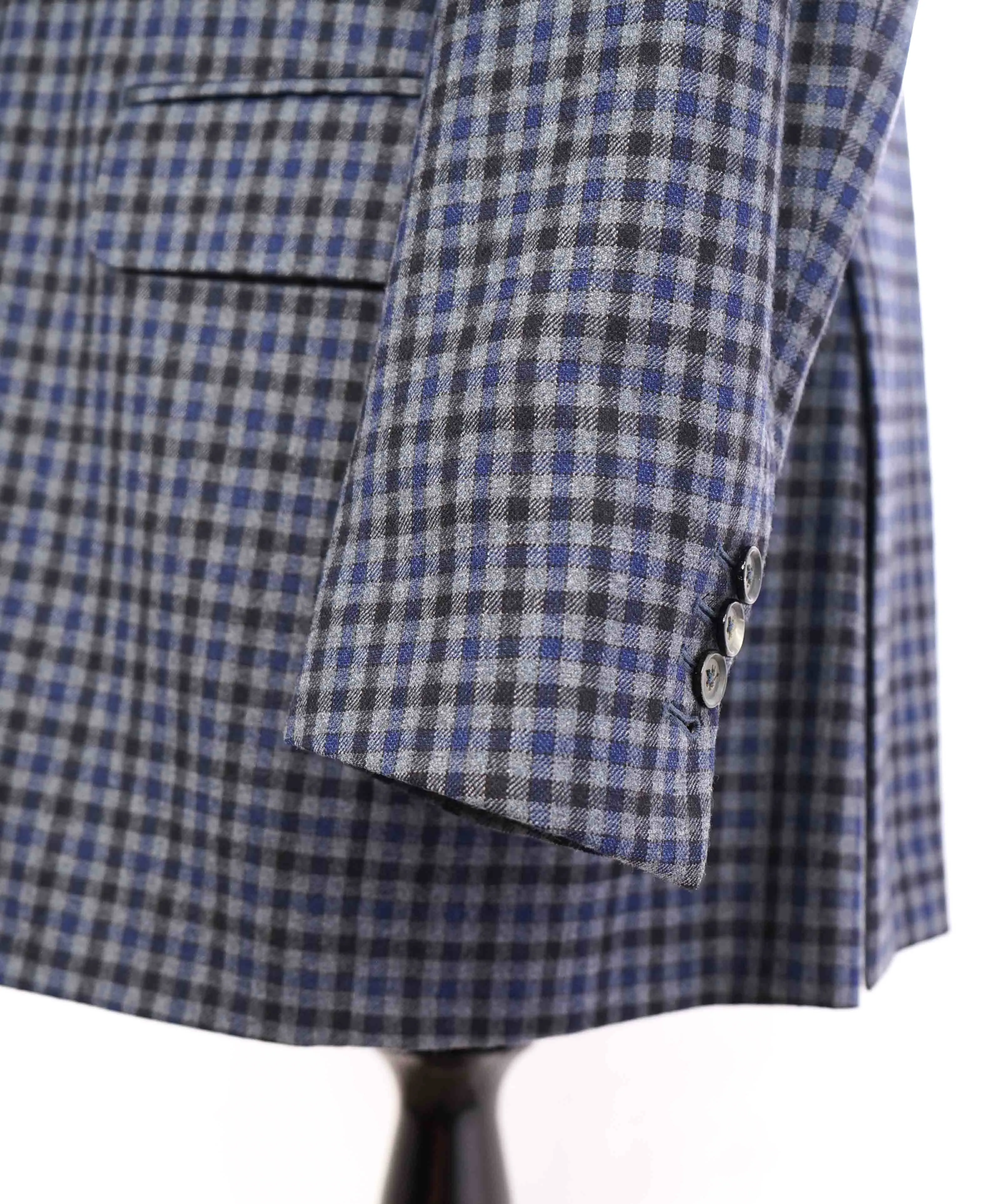 $2,995 ISAIA - Blue/Gray Check "Nuova Base S" 120's Blazer - 46L