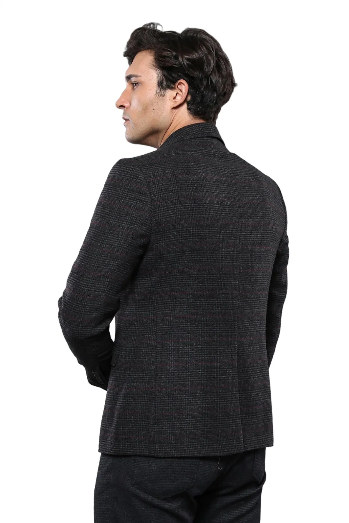 4 Drop Regular Cut Black Men Blazer - Wessi