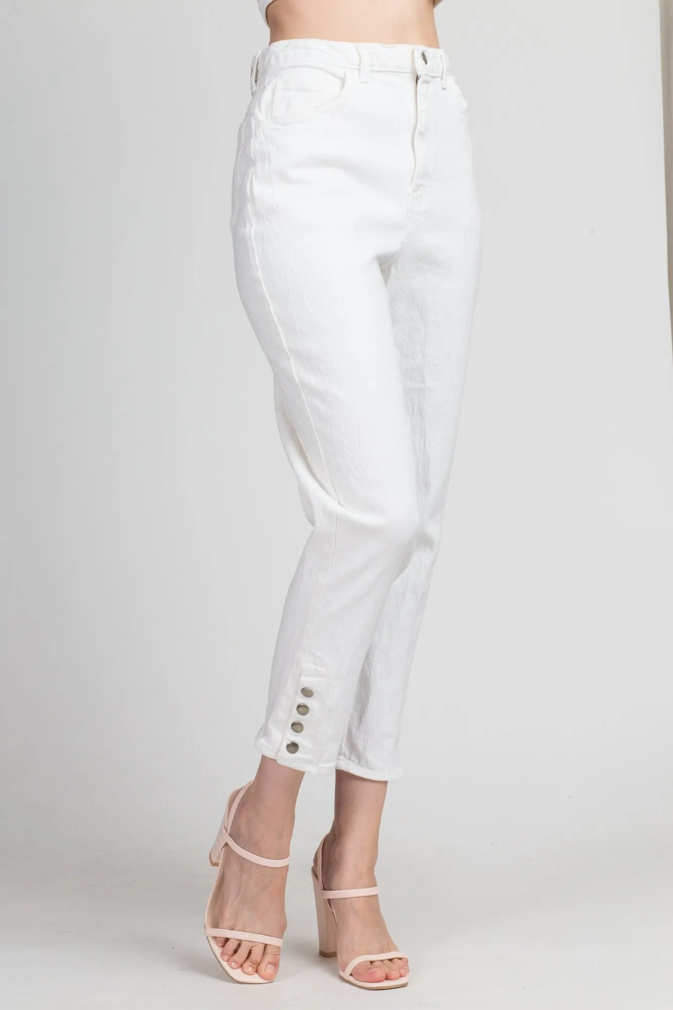 90s White High Waist Stretchy Mom Jeans - Medium, 28"