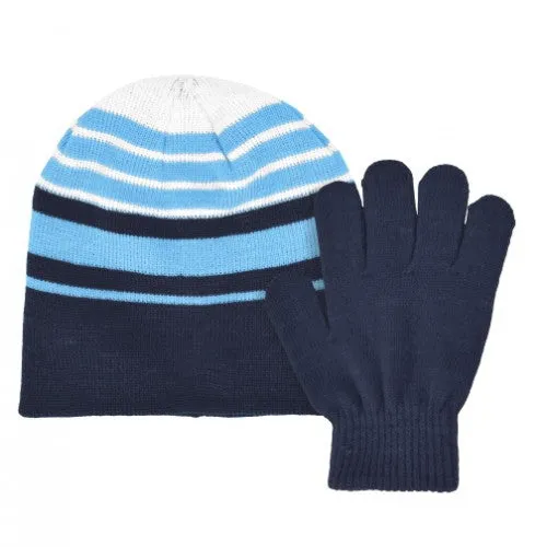 ACRYLIC KNIT STRIPED SET, SIZE 4-6x BLUE