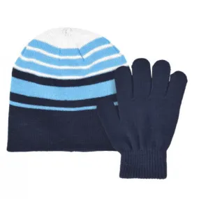 ACRYLIC KNIT STRIPED SET, SIZE 4-6x BLUE