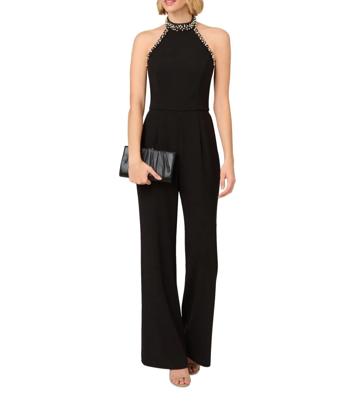 Adrianna Papell Embellished Wide-Leg Jumpsuit