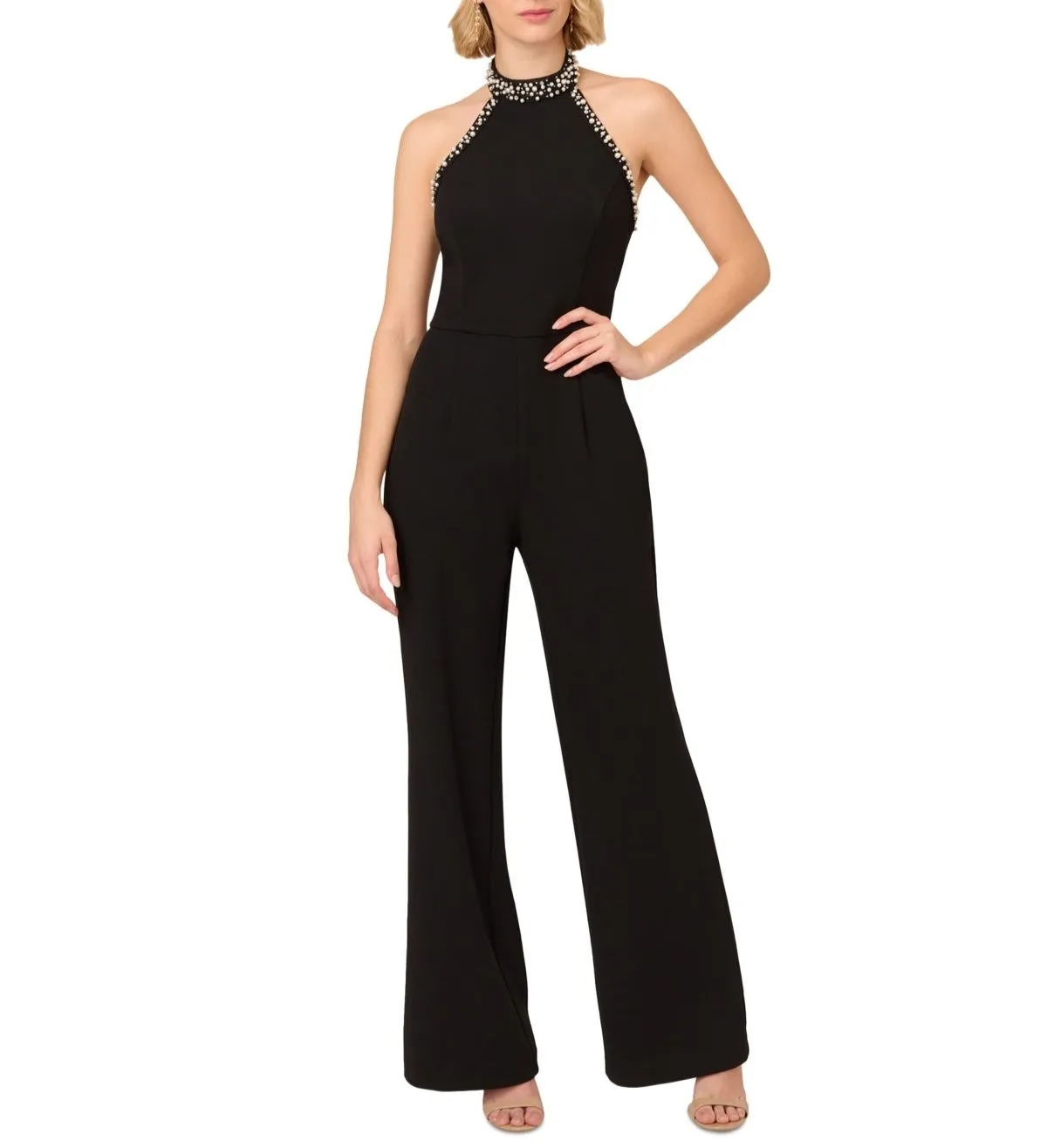 Adrianna Papell Embellished Wide-Leg Jumpsuit