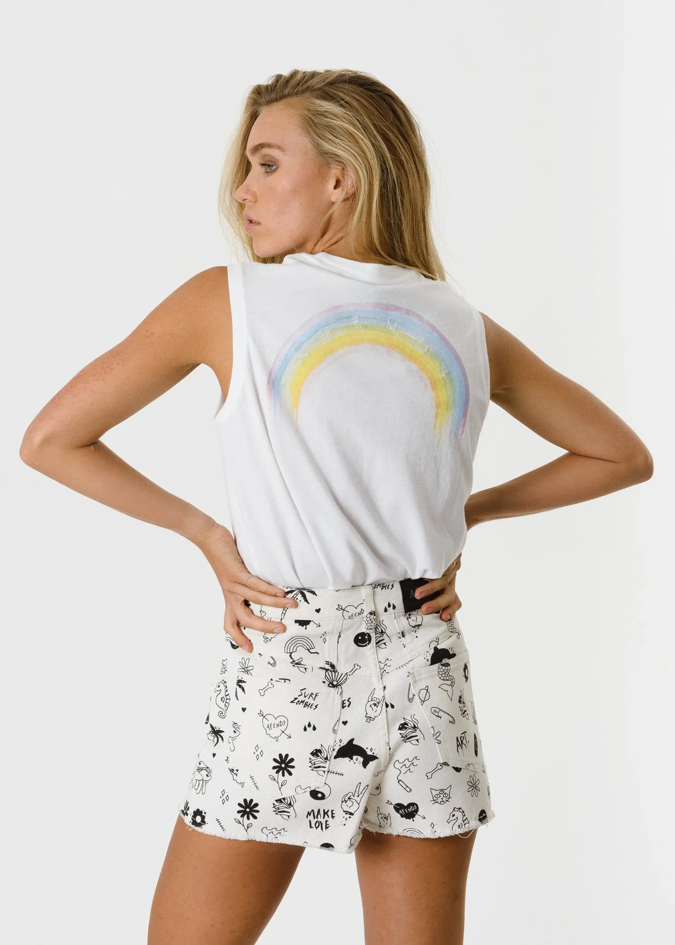 Afends Womens Rudey Rainbow - Retro Fit Tank