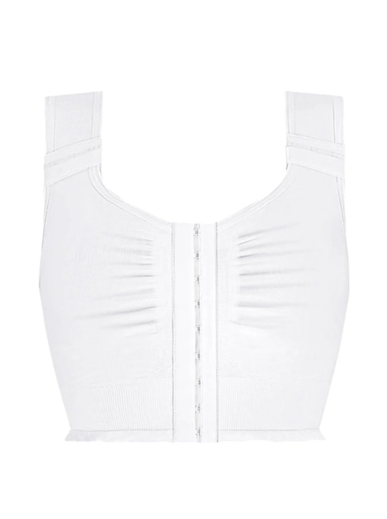 Amoena Lymph Flow Long Front Closure Soft Bra - White