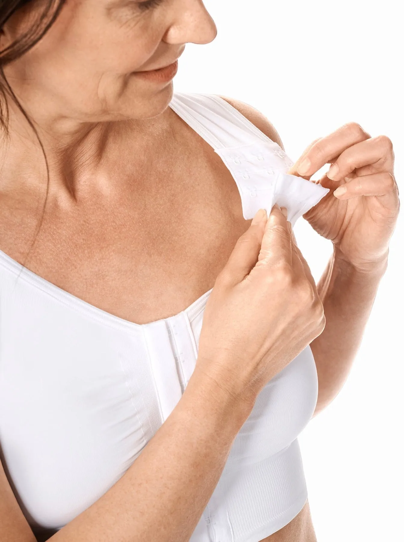 Amoena Lymph Flow Long Front Closure Soft Bra - White