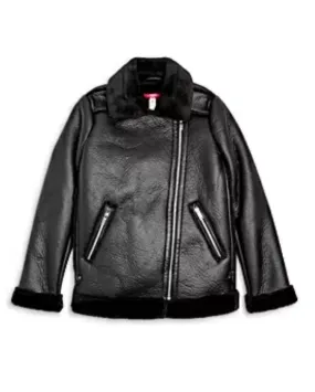 AQUA Girls' Faux Shearling Jacket