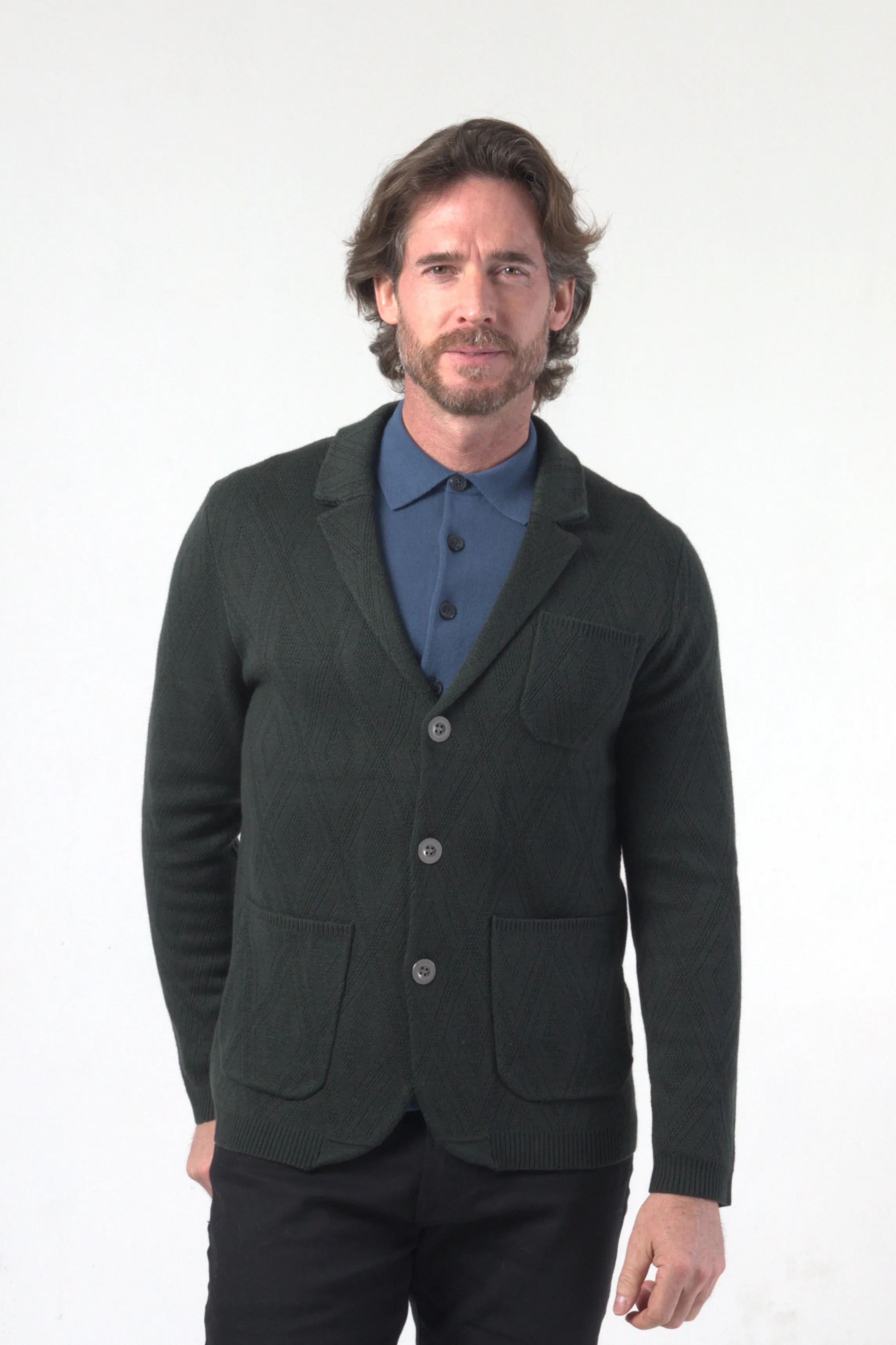 Argyle Jacquard Double Knit Blazer