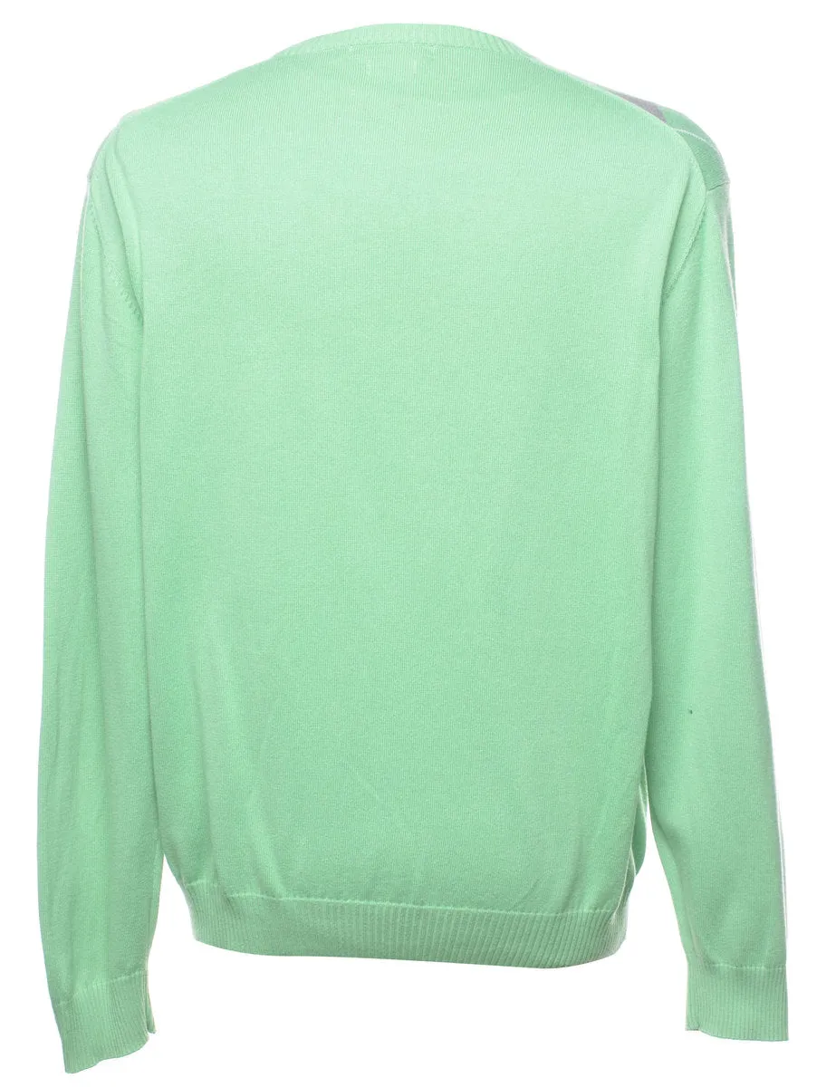 Argyle Knit Gren & Pink Jumper - L
