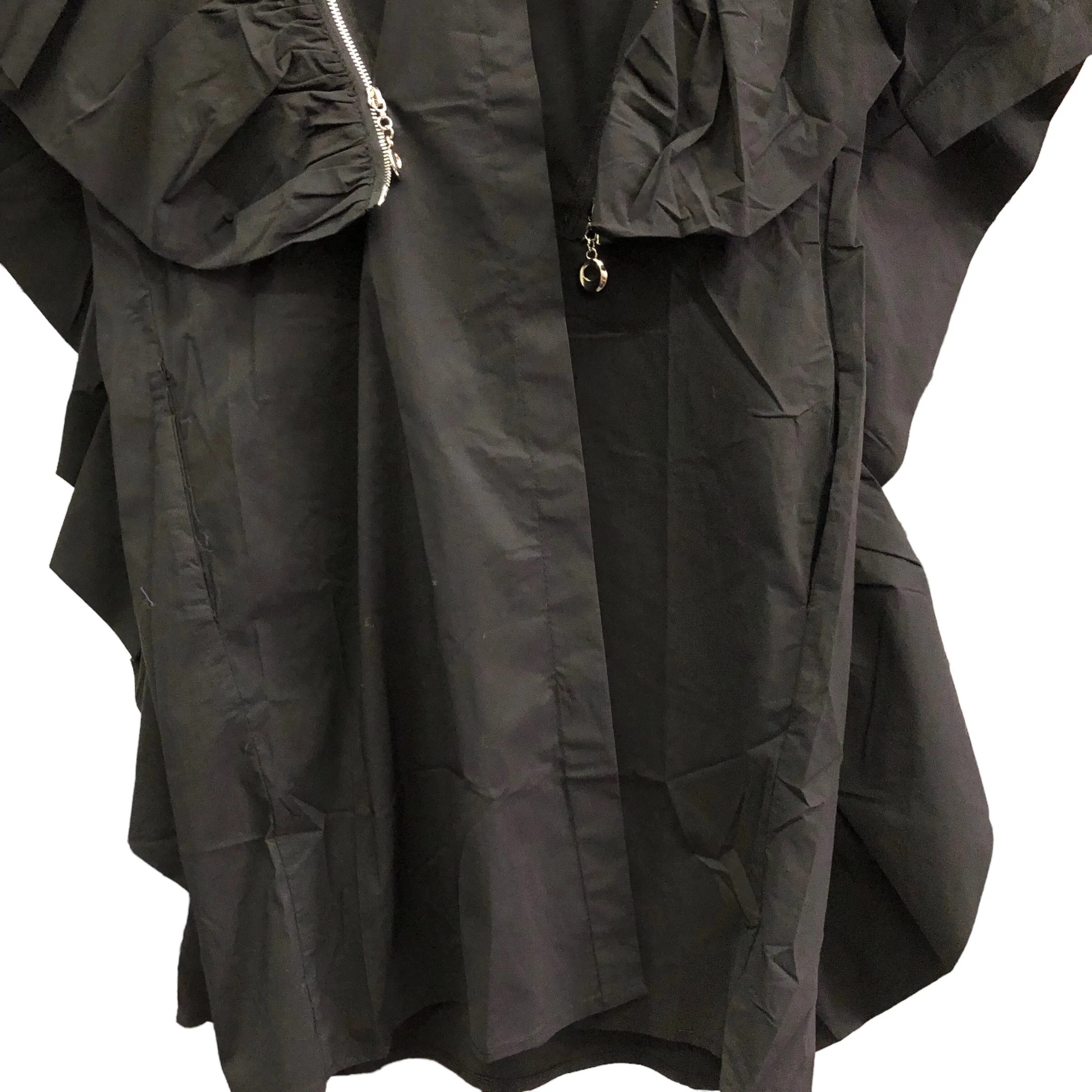Black zipper ruffle button up Shirt