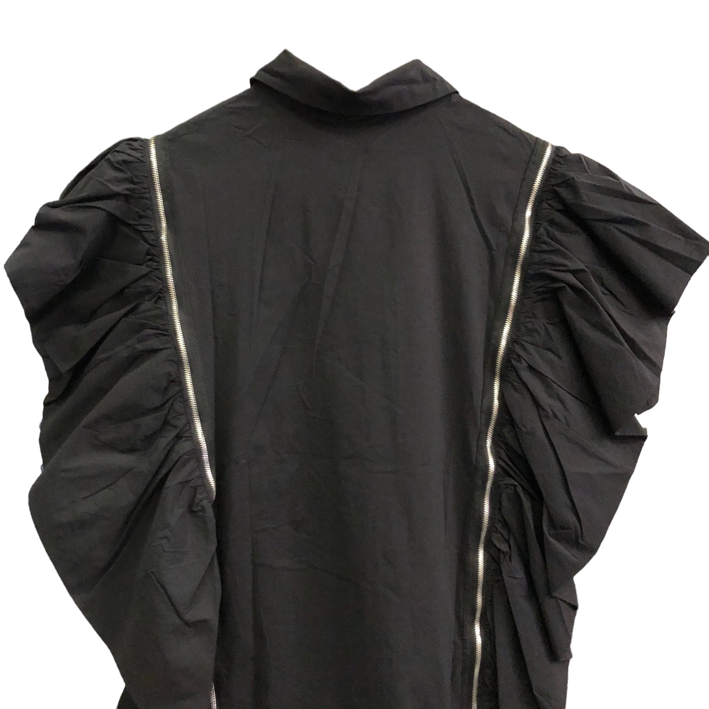 Black zipper ruffle button up Shirt