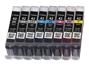 Canon Ink Tank Cli-42 Bk/Gy/Lgy/C/M/Y/Pc/Pm - 8-Pack - Grey / Yellow / Cyan, / Magenta / Light Grey / Photo Cyan / Photo