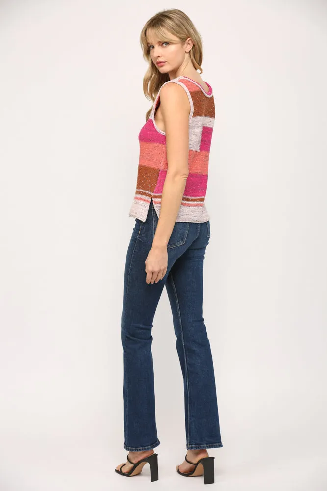 Color Block Scoop Neck Tank Sweater