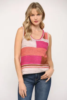 Color Block Scoop Neck Tank Sweater