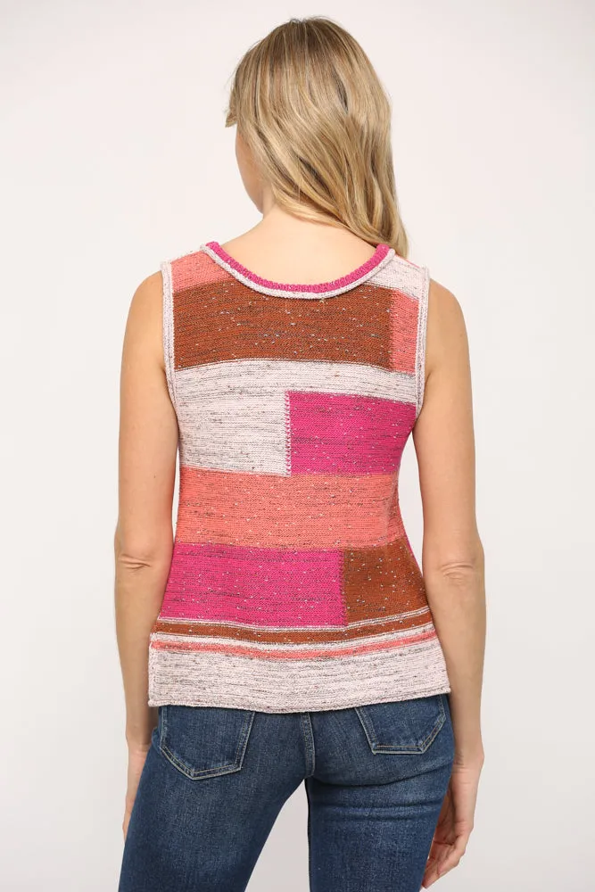 Color Block Scoop Neck Tank Sweater