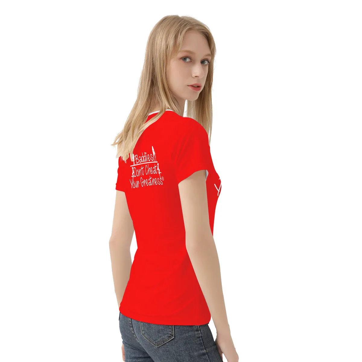 DCYG 24SX Baddies White Logo & Red Women's All-Over Print T shirt