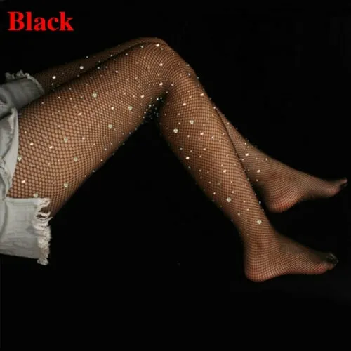 Donne Sexy Lingerie calze collant strass maglia collant a rete Bling