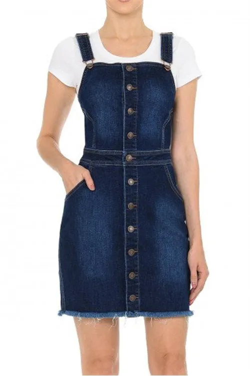 EXPOSED BUTTON-FRONT DENIM DRESS-2-2-2