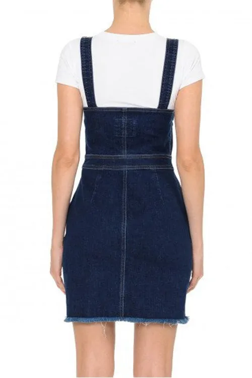 EXPOSED BUTTON-FRONT DENIM DRESS-2-2-2