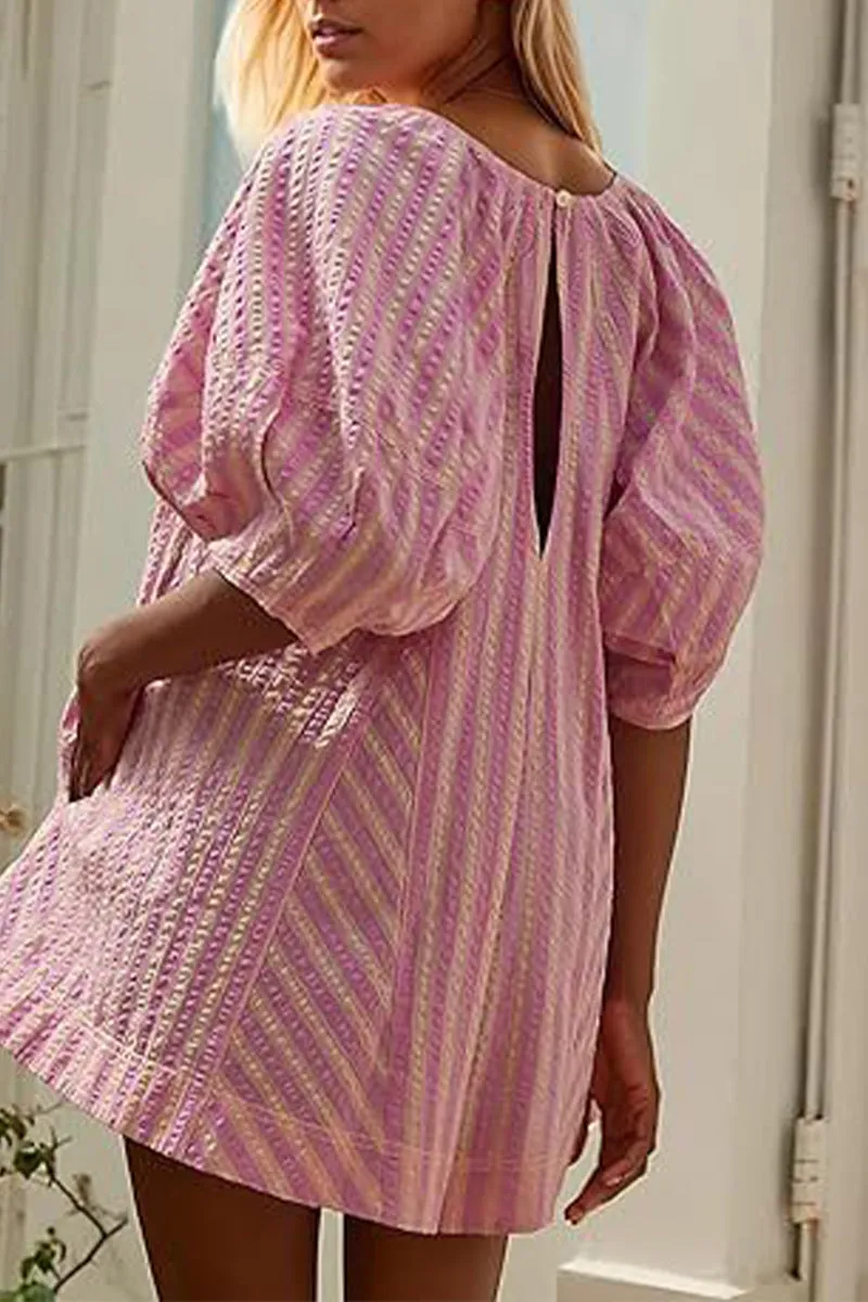 HJQ1046 Oversized Striped Mini Dress