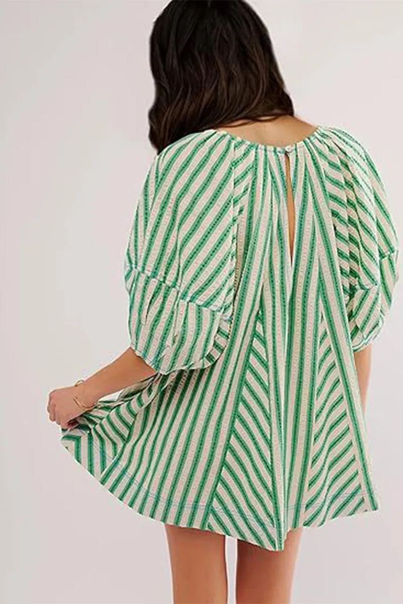HJQ1046 Oversized Striped Mini Dress