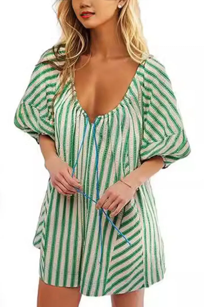 HJQ1046 Oversized Striped Mini Dress