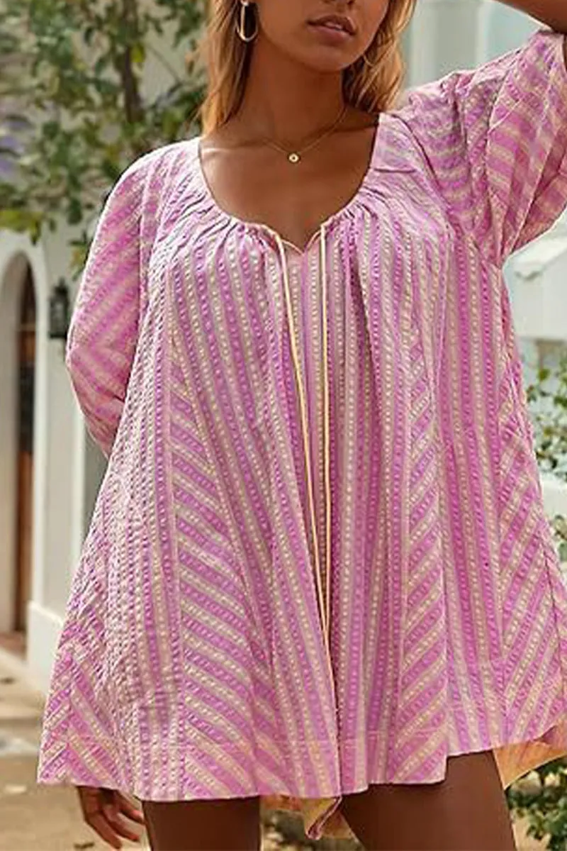 HJQ1046 Oversized Striped Mini Dress