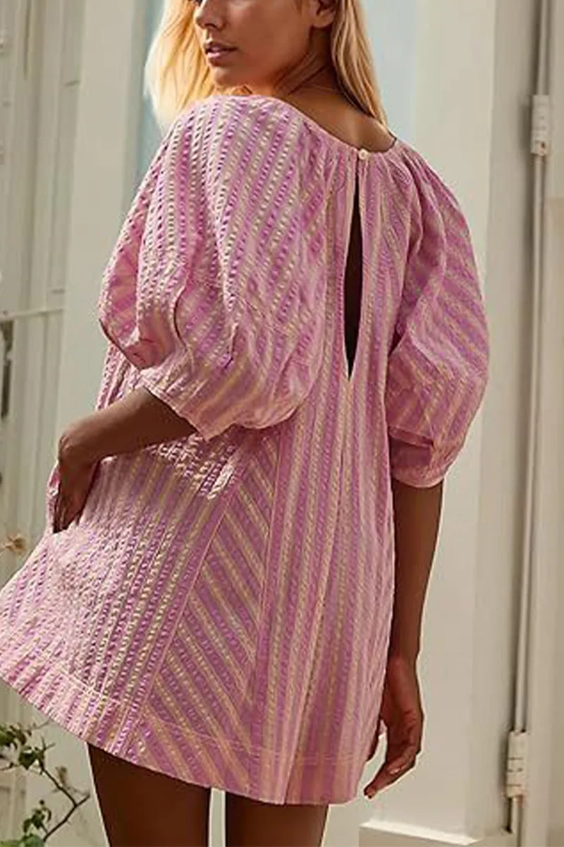HJQ1046 Oversized Striped Mini Dress
