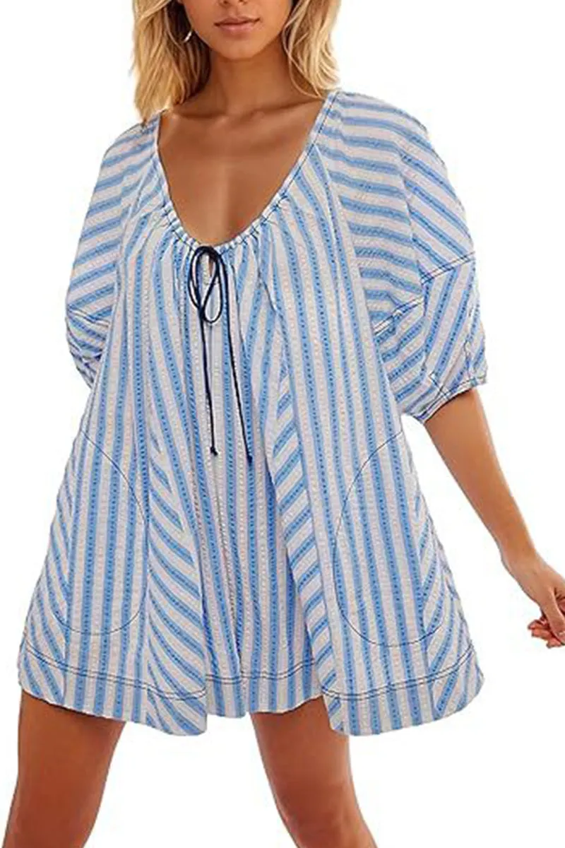 HJQ1046 Oversized Striped Mini Dress