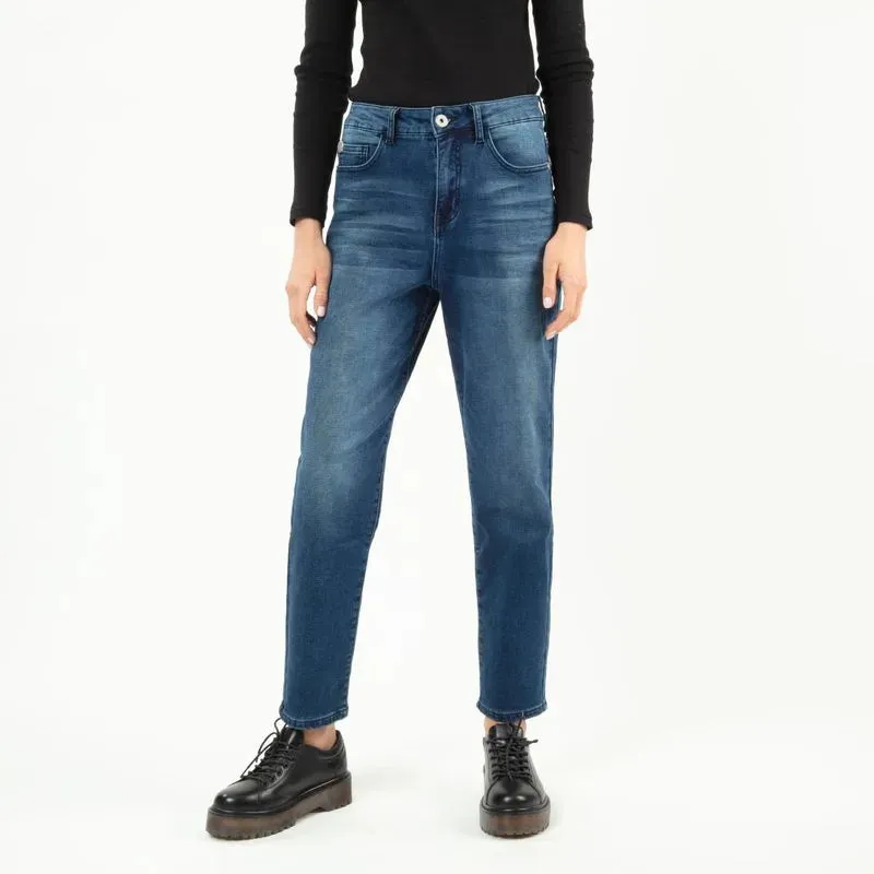 Jeans Mujer Baggy Tiro Ultra Alto Dark Blue