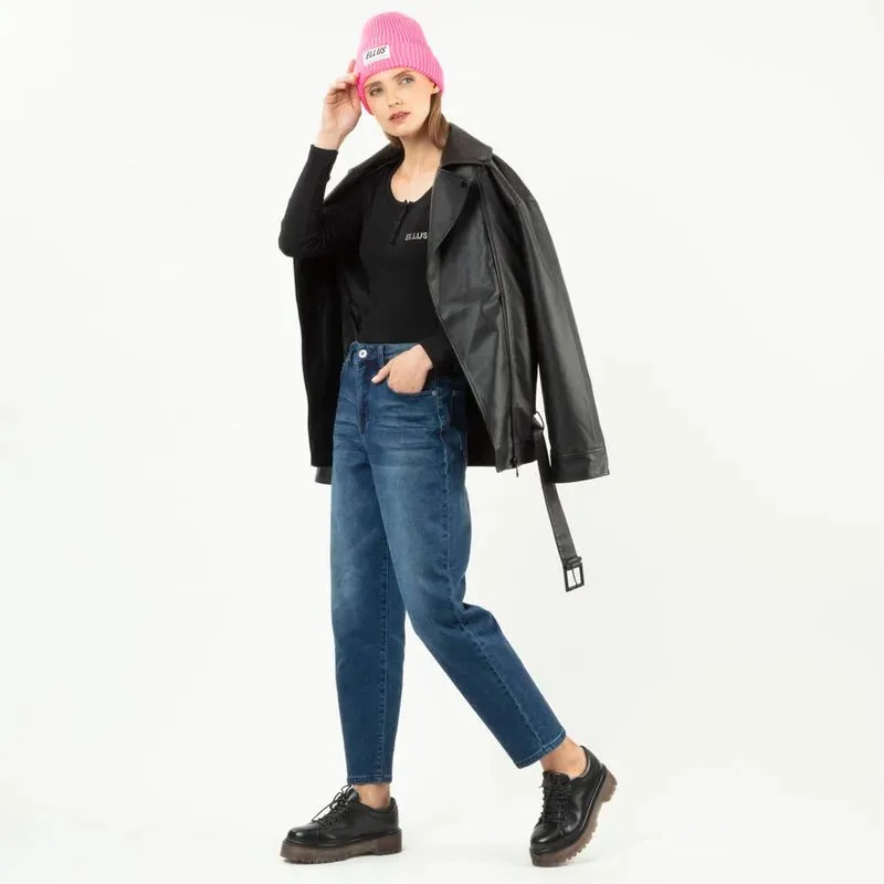 Jeans Mujer Baggy Tiro Ultra Alto Dark Blue
