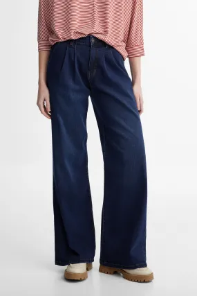 Jeans taille haute jambe large en Lyocell - Femme