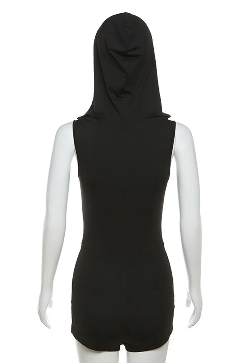 JF0192 Sleeveless Hoodie Rompers