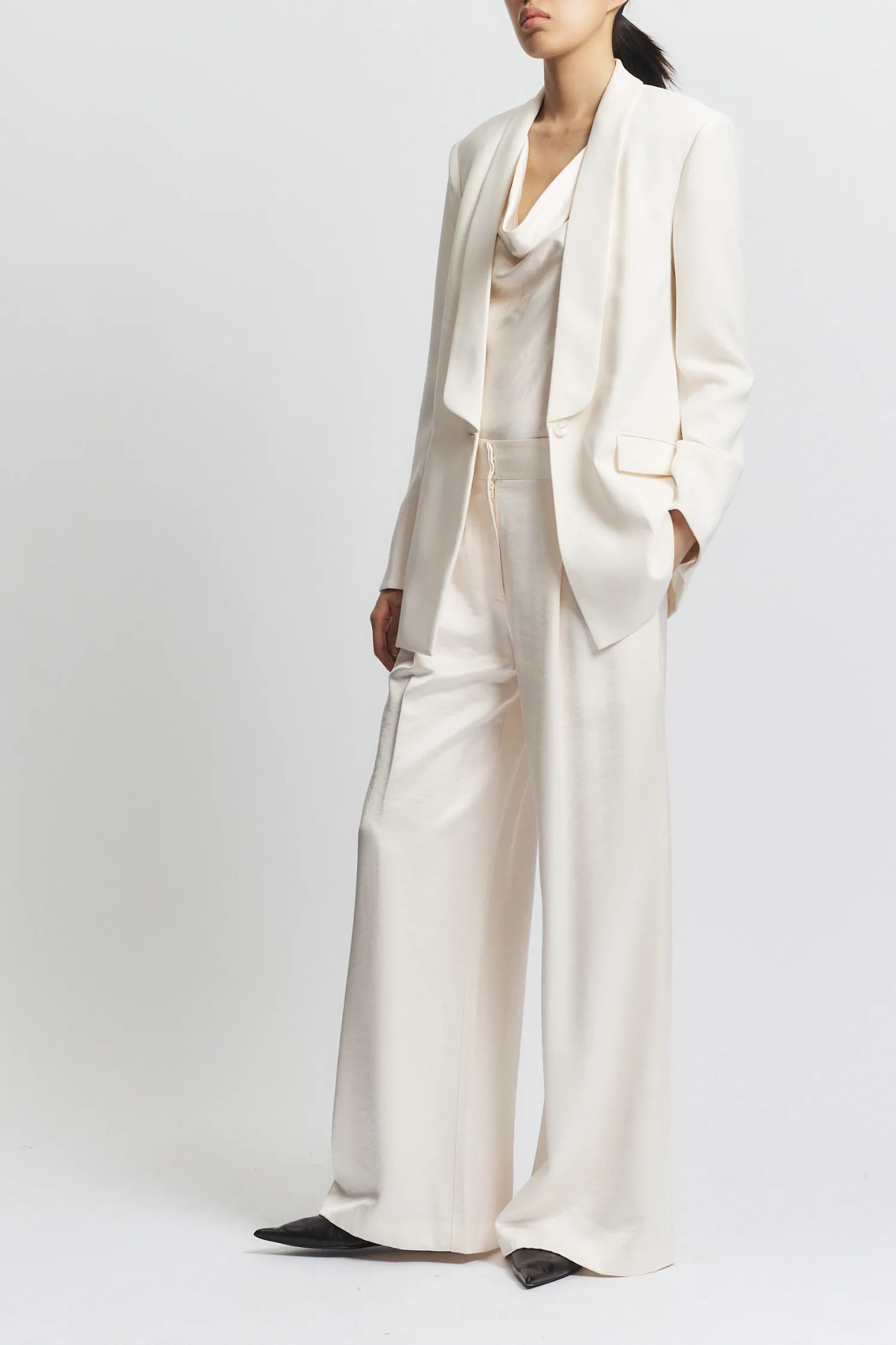 Lennox Everday Blazer, Ivory Crepe
