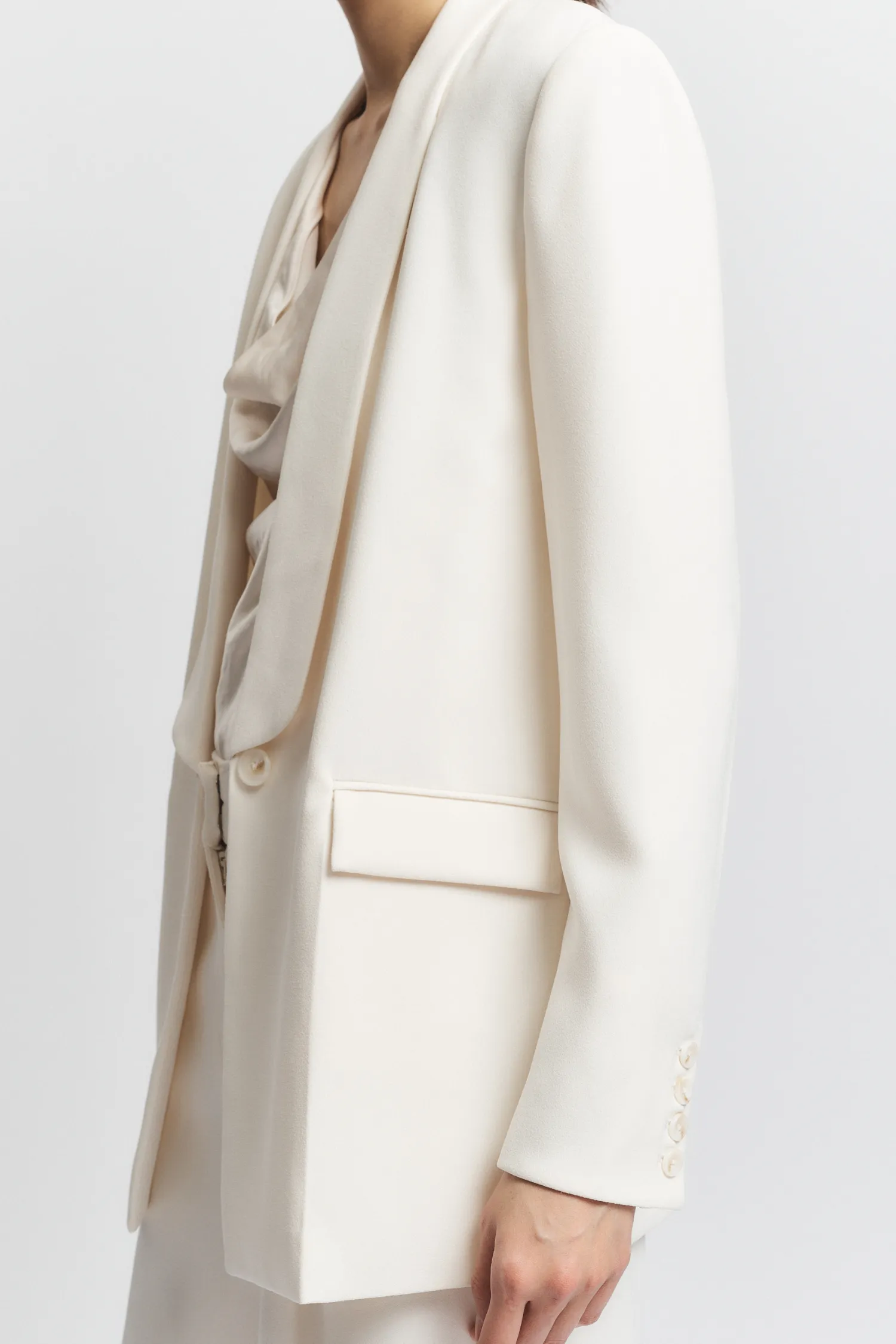 Lennox Everday Blazer, Ivory Crepe