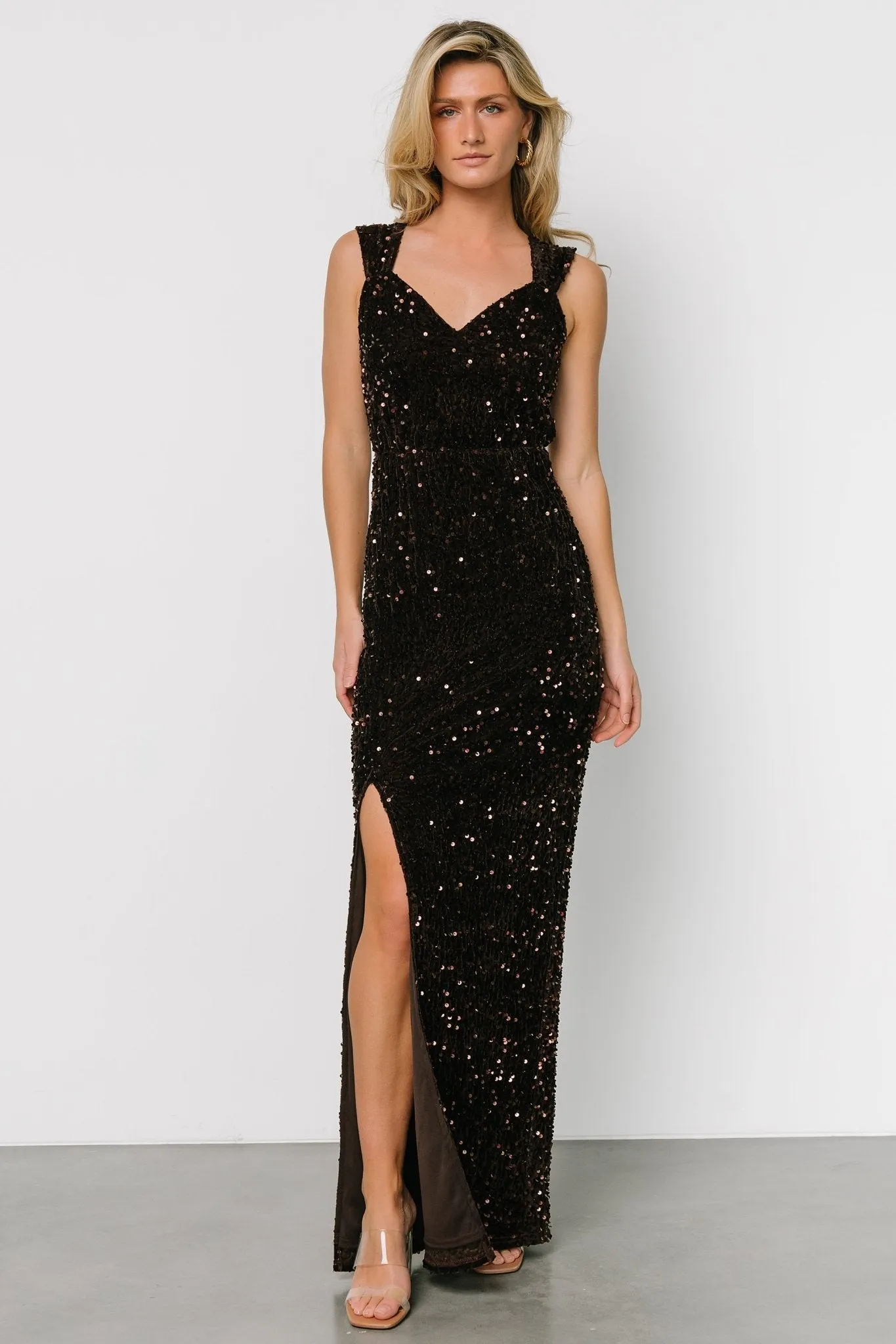 Marilyn Sequin Maxi Gown | Dark Brown