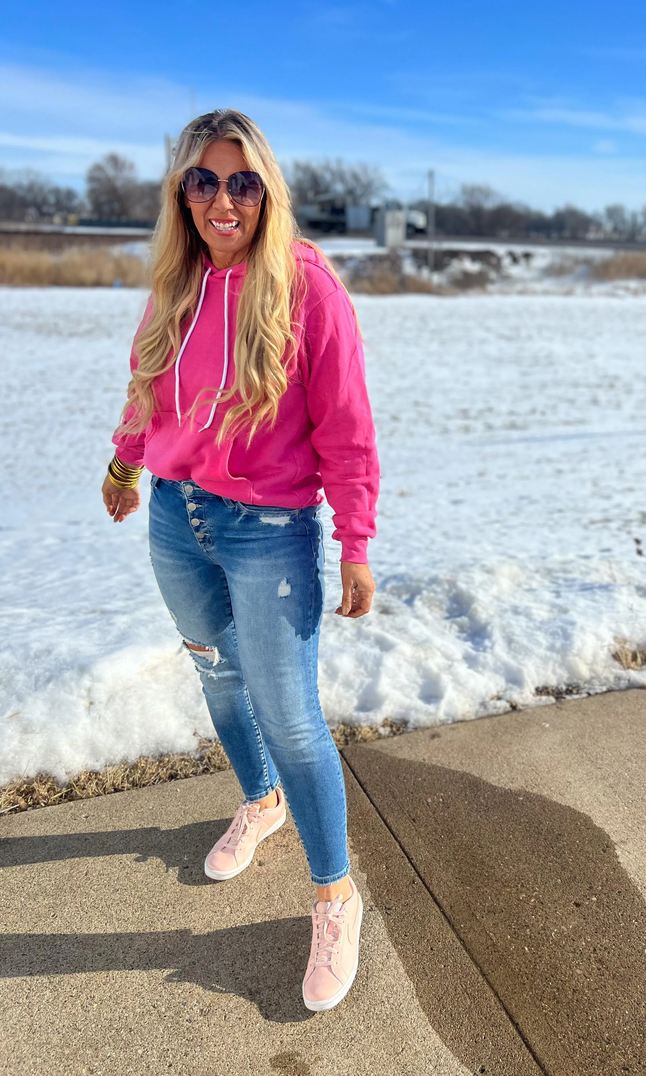 MID RISE ANKLE SKINNY WITH BUTTON UP DENIM JEANS | MICA - Final Sale