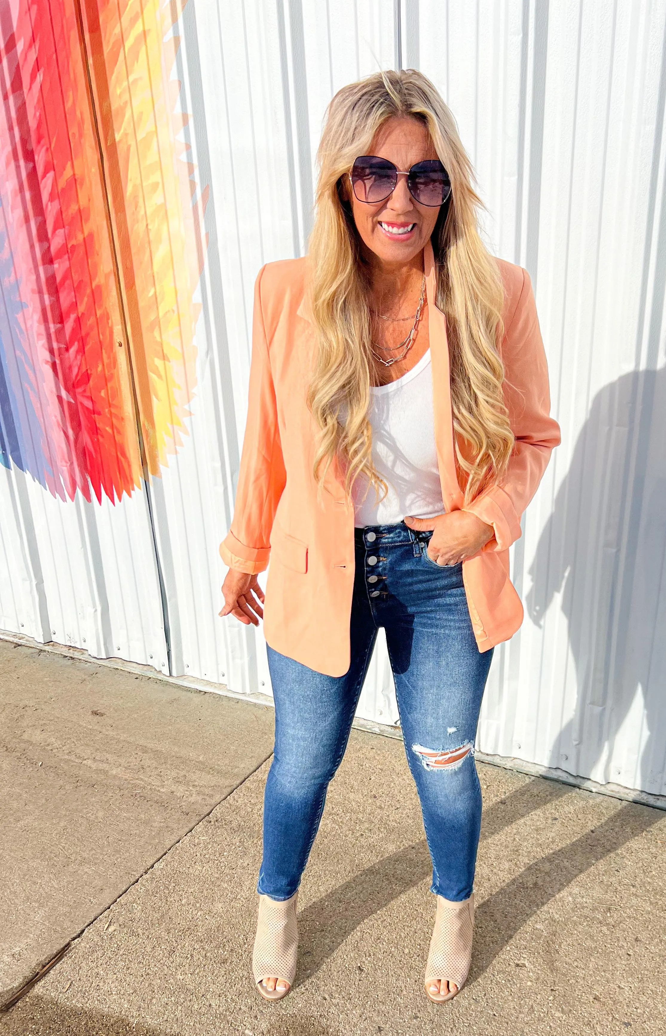MID RISE ANKLE SKINNY WITH BUTTON UP DENIM JEANS | MICA - Final Sale