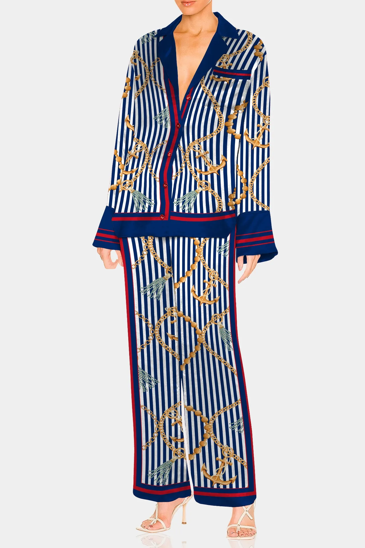 Nautical Stripe Straight Leg Pants