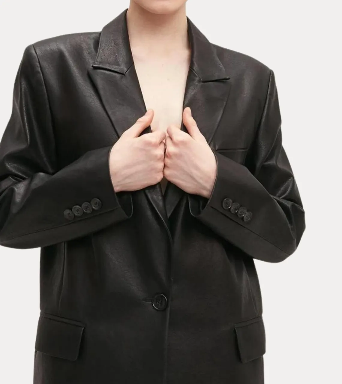 Nevra Black Women's Leather Blazer