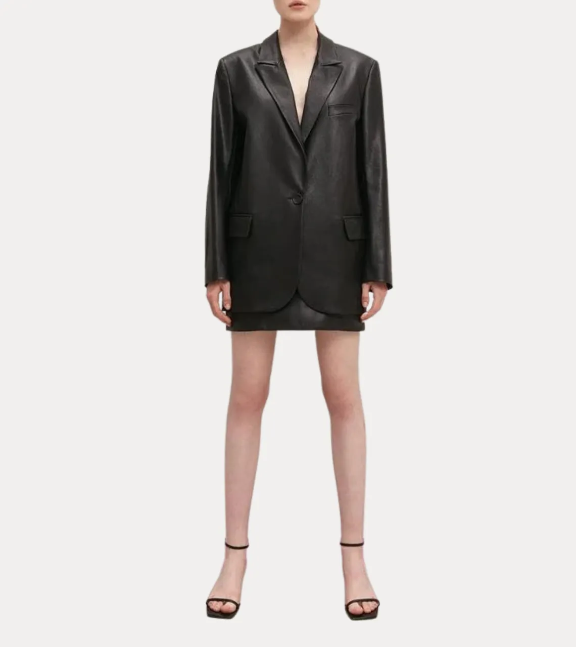Nevra Black Women's Leather Blazer