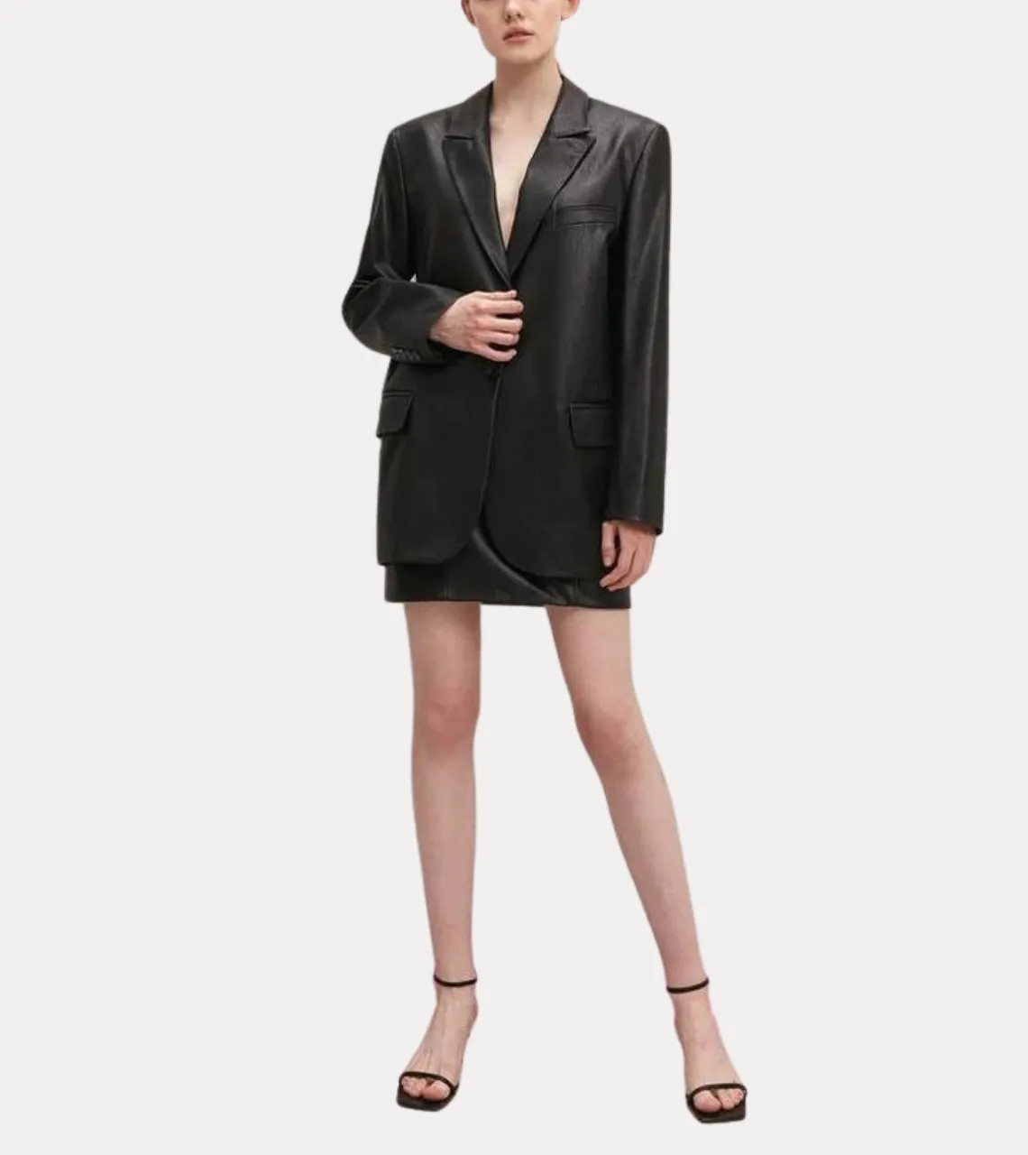 Nevra Black Women's Leather Blazer