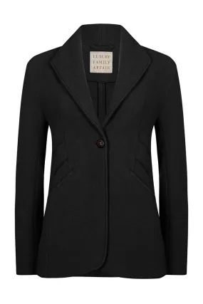 NEW YORK Black Wool Cashmere Travel Blazer