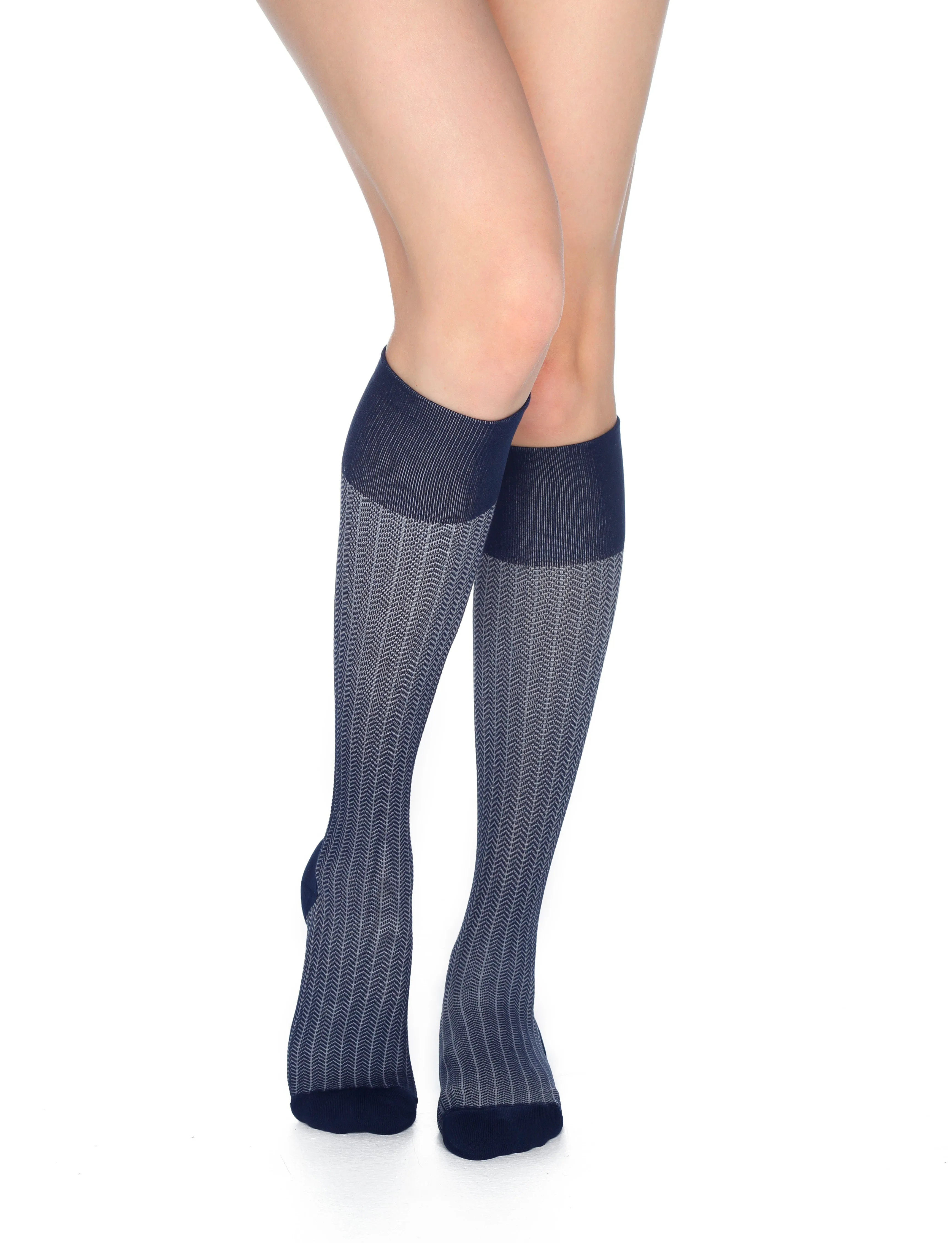 Rejuva Herringbone 15-20 mmHg Knee High Compression Socks