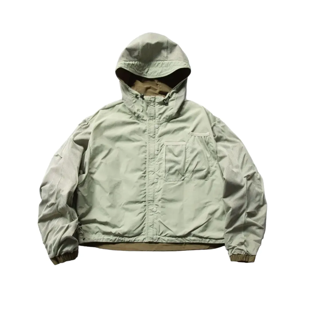 Reversible cropped windbreaker with oversized pockets
