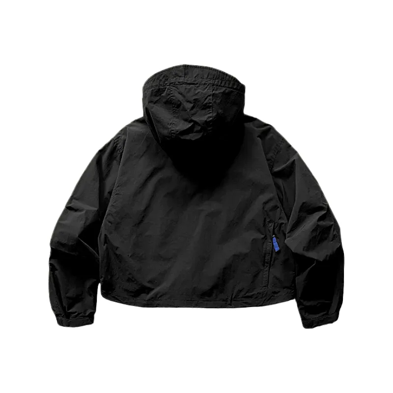 Reversible cropped windbreaker with oversized pockets